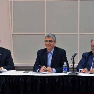From left: the Rev. John Dorhauer, president and general minister of the United Church of Christ; Rabbi Rick Jacobs, president of the Union for Reform Judaism , Peter Morales