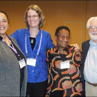 The Rev. Sofia Betancourt, the Rev. Sheri Prud’homme, the Rev. Rosemary Bray McNatt, and the Rev. Dr. Jay Atkinson at a Liberal Theologies Group session at the American Academy of Religion conference.