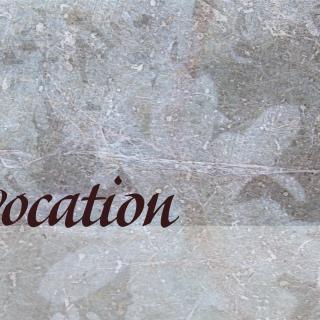 background image of leaves frozen in ice, with a poem title of "invocation".