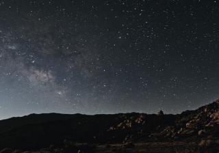 The Milky way over the desert in the Sierra Nevada Mountains in California