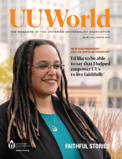 Fall/Winter 2023 cover of UU World featuring photo of Rev. Dr. Sofía Betancourt