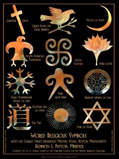 World religion symbols from the Universalist Charles Street Meeting House