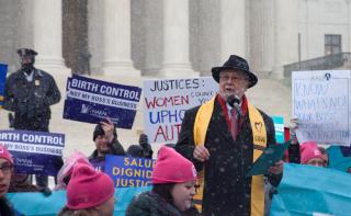 UUA President Peter Morales addresses the rally in front of the Supreme Court of the United States.