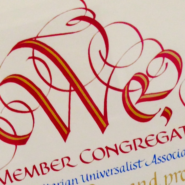calligraphy of 'We the member congregations' by Margaret Shepherd (detail)
