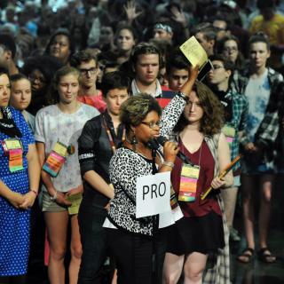Elandria Williams speaks in favor of the UUA's Black Lives Matter "Action of Immediate Witness" in 2015