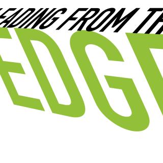 type illustration of the words "Leading From the Edge", the title of the accompanying article.