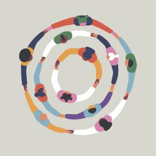illustration of people holding hands in concentric circles