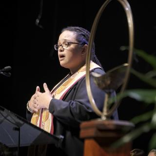 The Rev. Sofía Betancourt preaches at the 2018 Service of the Living Tradition