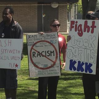 Protesters at anti-KKK rally in Anaheim