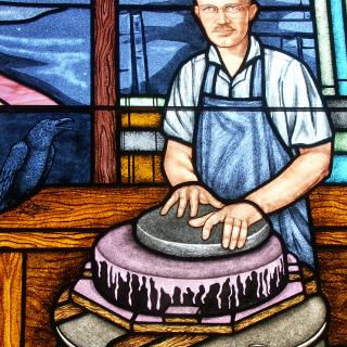 Stained glass window honoring Clyde Tombaugh