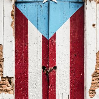 door painted with a Puerto Rican flag.