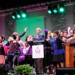 At GA 2019, before the service, the Rev. Marta I. Valentín invited people of color, indigenous people, and LGBTQ people of all ages to “come forward and let yourselves be seen”.