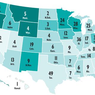 Infographic of UU congregations by state