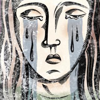 Illustration of a woman crying