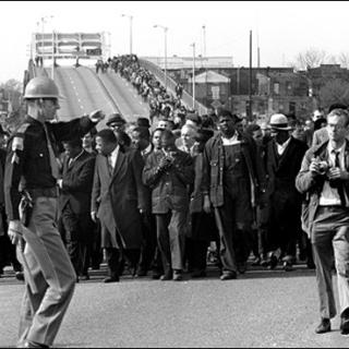 Marchers stream across the Pettus Bridge in Selma, March 9, 1965 (AP Photo, File)