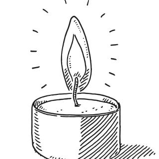 stock illustration, line drawing of a votive candle