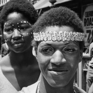 Marsha P. Johnson, in headband, and an unidentified woman, attend the second annual Stonewall anniversary march in New York City, June 21, 1971. 