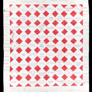 Redwork signature quilt