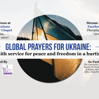 Infographic announcing a global prayer service for Ukraine on March 3, 2022