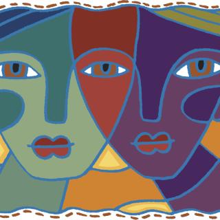illustration of two faces in different colors