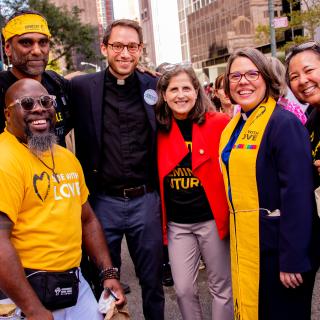In New York City for the September 2019 Global Climate Strike are staff and leaders from the UUA and Amnesty International.