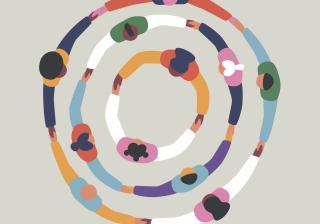 illustration of people holding hands in concentric circles