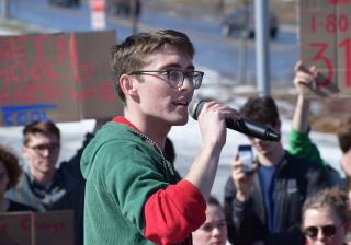 Connor Wertz at a Student climate protest.