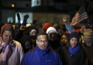 Representative Keith Ellison speaks at a news conference across the street from the 4th Precinct headquarters in Minnepolis, MN on November 19, 2015.