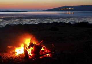 Bonfire on a beach.