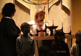 At Lake Country UU, it's a tradition for children and youth to light the chalice