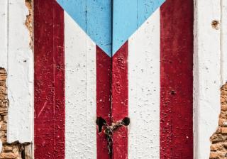 door painted with a Puerto Rican flag.