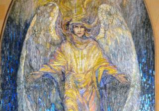 Mosaic, "The Angel of Light", Tiffany Studios, 1915, at the First Unitarian Congregational Society of Brooklyn, New York