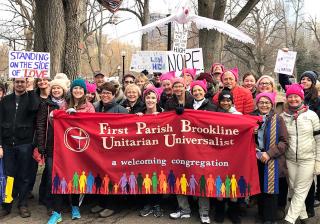 A group of marchers from First Parish Brookline MA.