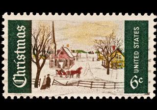 1969 U.S. Postage stamp, Winter Sunday in Norway, Maine.