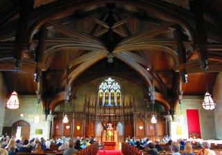 Inside view of the Unitarian Universalist Church of Buffalo, NY