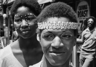 Marsha P. Johnson, in headband, and an unidentified woman, attend the second annual Stonewall anniversary march in New York City, June 21, 1971. 