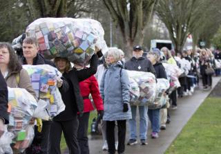 Volunteers deliver 36,000 Soul Boxes—one for every person killed by gunfire in the United States in 2018—to the Oregon State Capitol in February 2019.