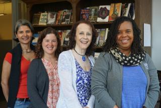 From left: Executive editor Gayatri Patnaik, who will become the editorial director on July 1; contracts director Melissa Nasson, who is now also Beacon’s audio books director; Helene Atwan, director; and senior editor Jill Petty, one of two new senior ed