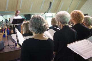 A choir singing in church