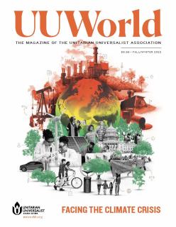 UU World Fall/Winter 2023 cover, a collage of environmental themes.