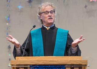 Rev. Jim Coakley preaching