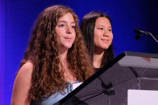 Julia Landis and Cammie Horne speak at the 2019 General Assembly