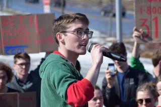 Connor Wertz at a Student climate protest.