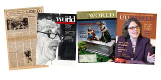Covers of UU World magazines from it's 50 year history. 