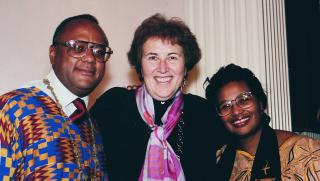 The Rev. Daniel Aldridge, UUA Moderator Denise Davidoff, and the Rev. Marjorie Bowens-Wheatley, c.1995