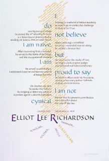 Memorial to Elliot Lee Richardson drawn by master calligrapher Margaret Shepherd, for First and Second Church in Boston.
