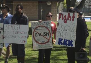 Protesters at anti-KKK rally in Anaheim