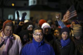 Representative Keith Ellison speaks at a news conference across the street from the 4th Precinct headquarters in Minnepolis, MN on November 19, 2015.