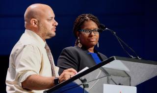 UUA Co-Moderators Mr. Barb Greve and Elandria Williams speak at the 2019 General Assembly
