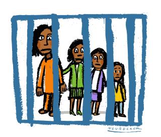 illustration of women of color behind bars